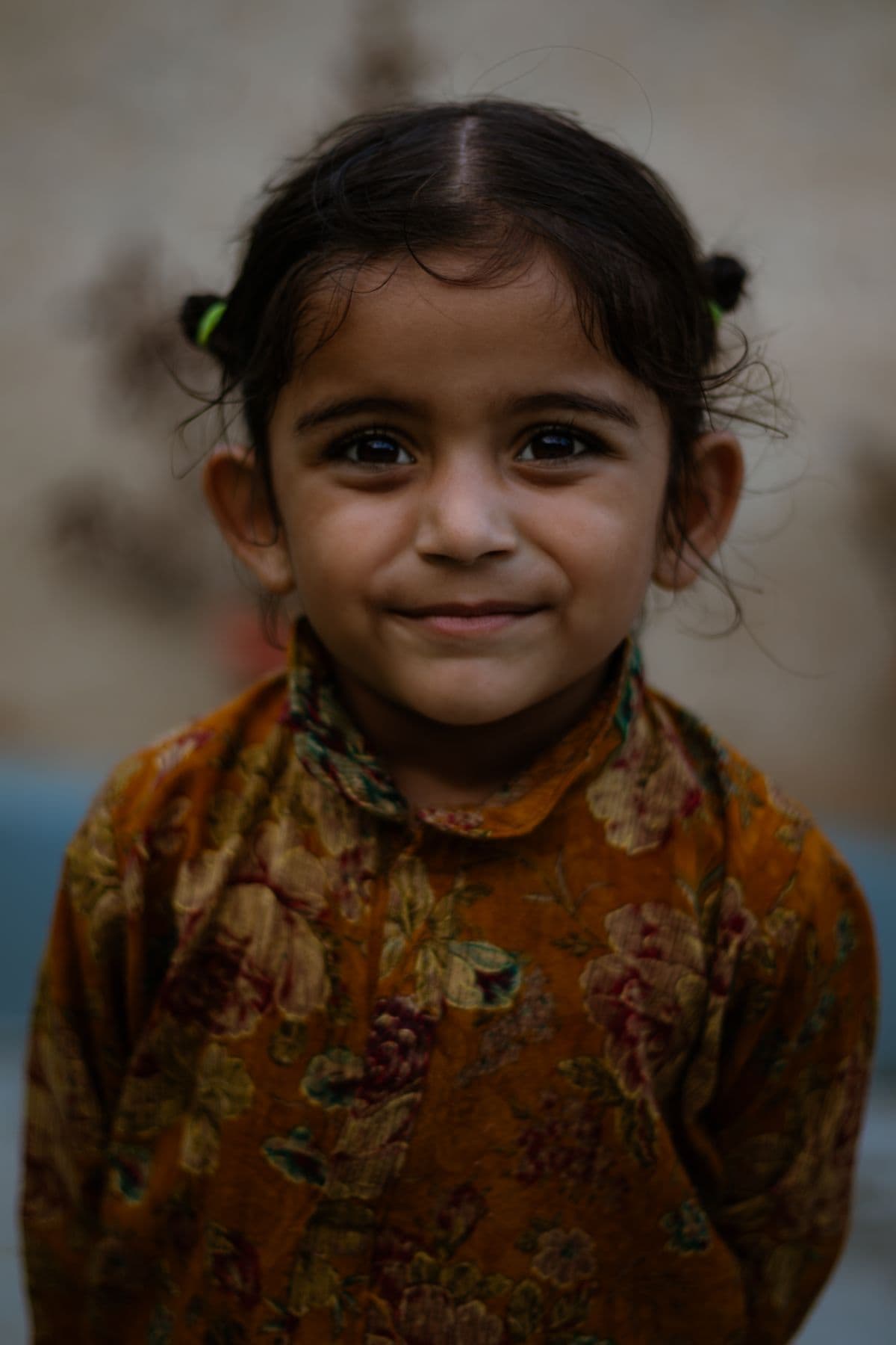 Smiling child in traditional Indian clothing
